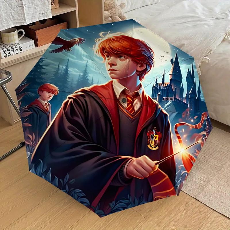 1PC Hogwarts Ron Weasley Umbrella-8-Rib Reinforced, Automatic Open, Lightweight & Durable, Cute Fashion Accessory for Outdoor, D2687