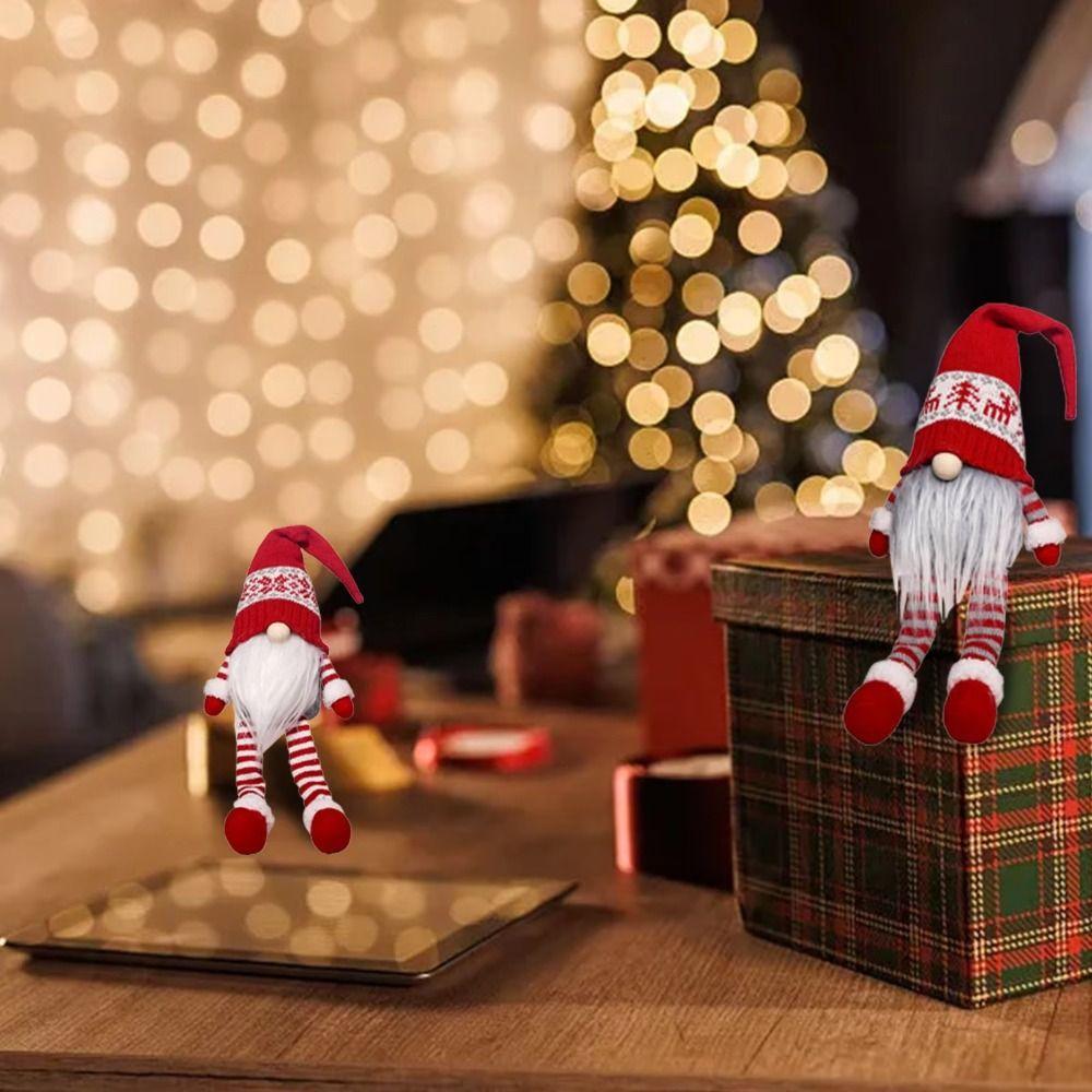 Kawaii Christmas Faceless Gnome Doll Cartoon Long Old Man Doll Knitted Christmas Doll  Office