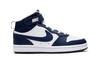 Nike Court Borough Mid 2 Cow Leather Mid top Kids' Skateboarding Shoes White Blue Children Aged 3 7 Years Old CD7783-107