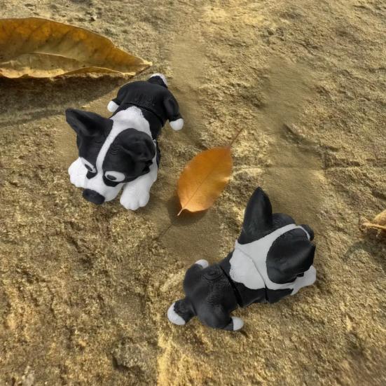 3D Printed Dog Figurine, Cute Small Dog Car Dashboard Decor, Collectible Animal Ornament for Desktop Shelf, Gifts for Dog Lovers