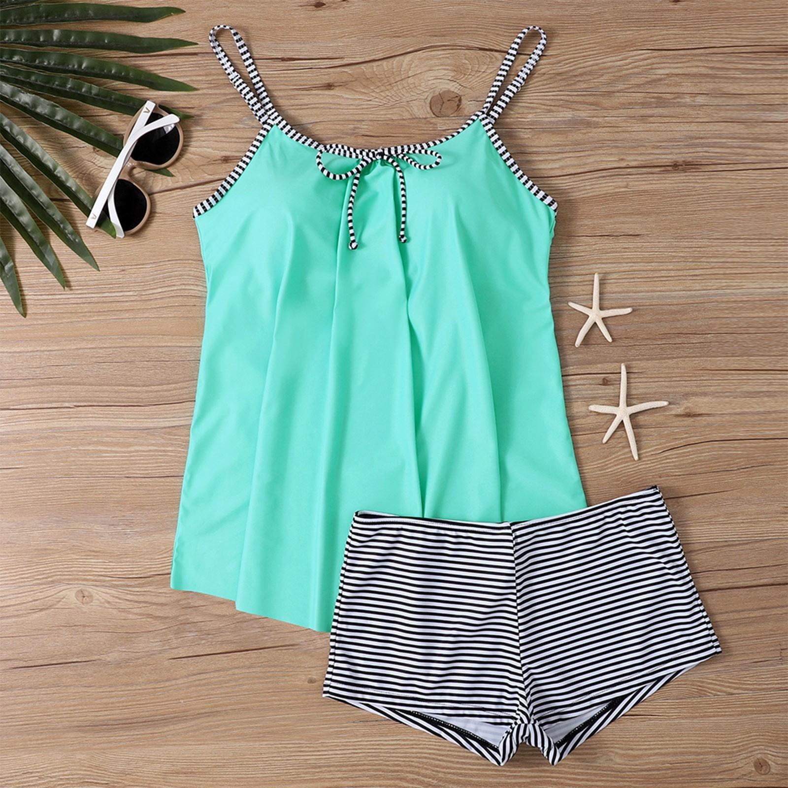 

Женский сексуальный приталенный сплошной цвет в полоску в стиле пэчворк с принтом, бикини с разрезом на бретельках, купальник больших размеров (Два куска) XL зелёный