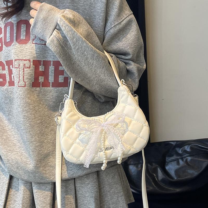 New Bow Shoulder Bag Large Capacity Oblique Span Bag Fashionable Versatile Women's Bag Trendy Casual Tote Bag