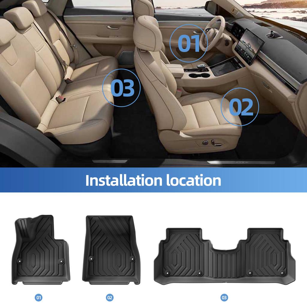LUCKEASY Left Drive for AITO M5/Seres 5 2022-2024 TPE 3D Car All-Weather Floor Mats Trunk Pad Backrest Liner Accessories Black