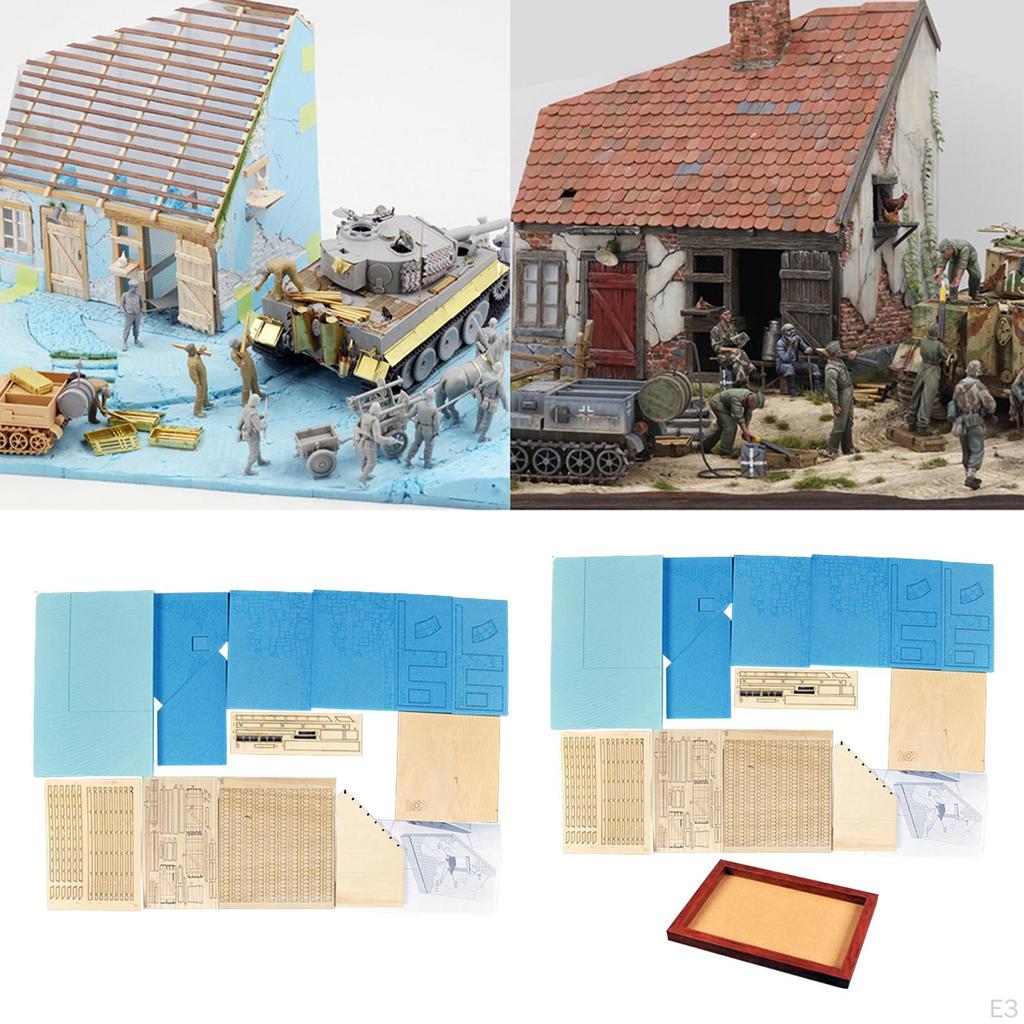 1/35 European House Building Kits 3D Puzzles Unpainted Architecture Assembly Craft
