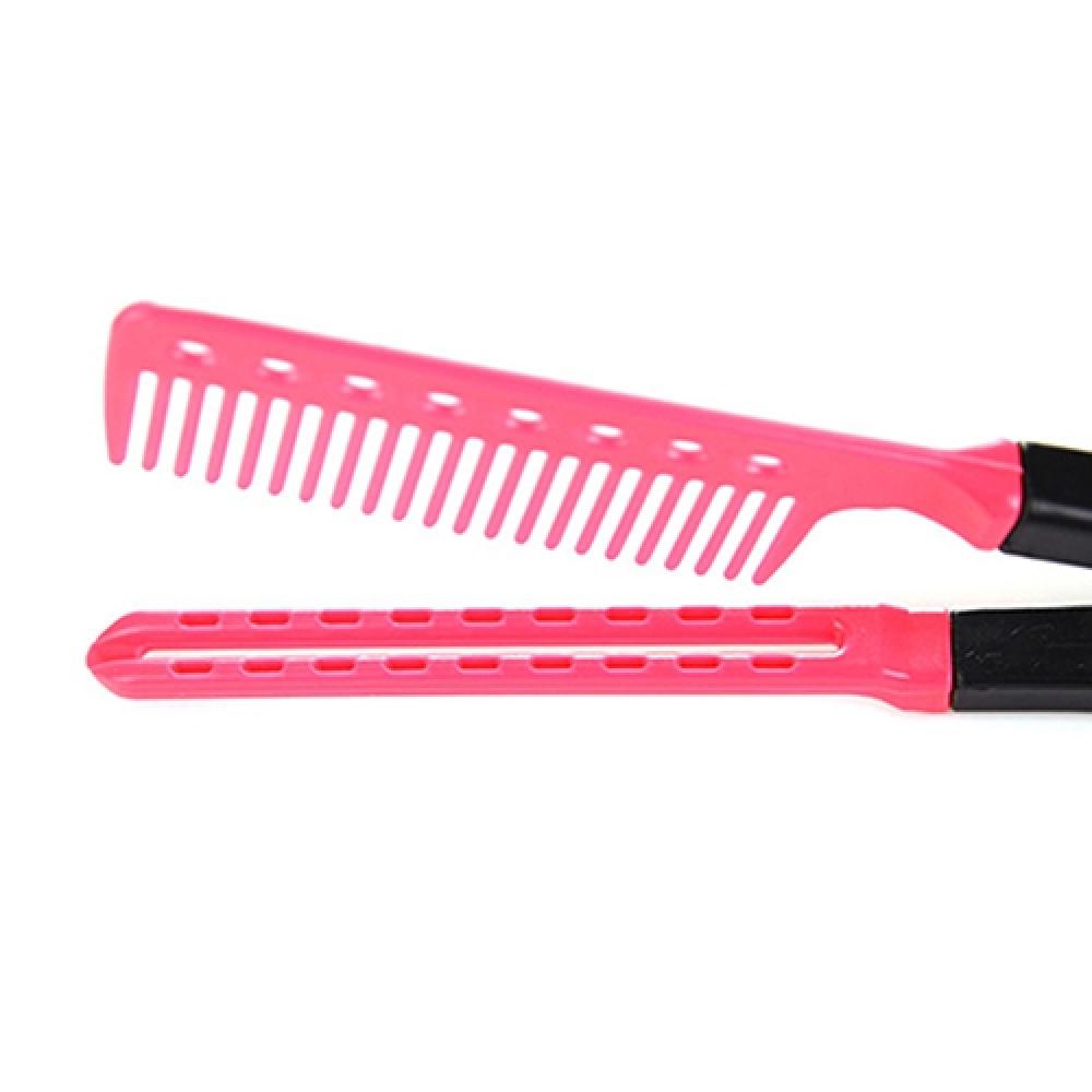 Girl Women Fashion V Type Hair Straightener Comb DIY Salon Hair Straightener Hair Curler Combs Straightening Comb Styling Tool