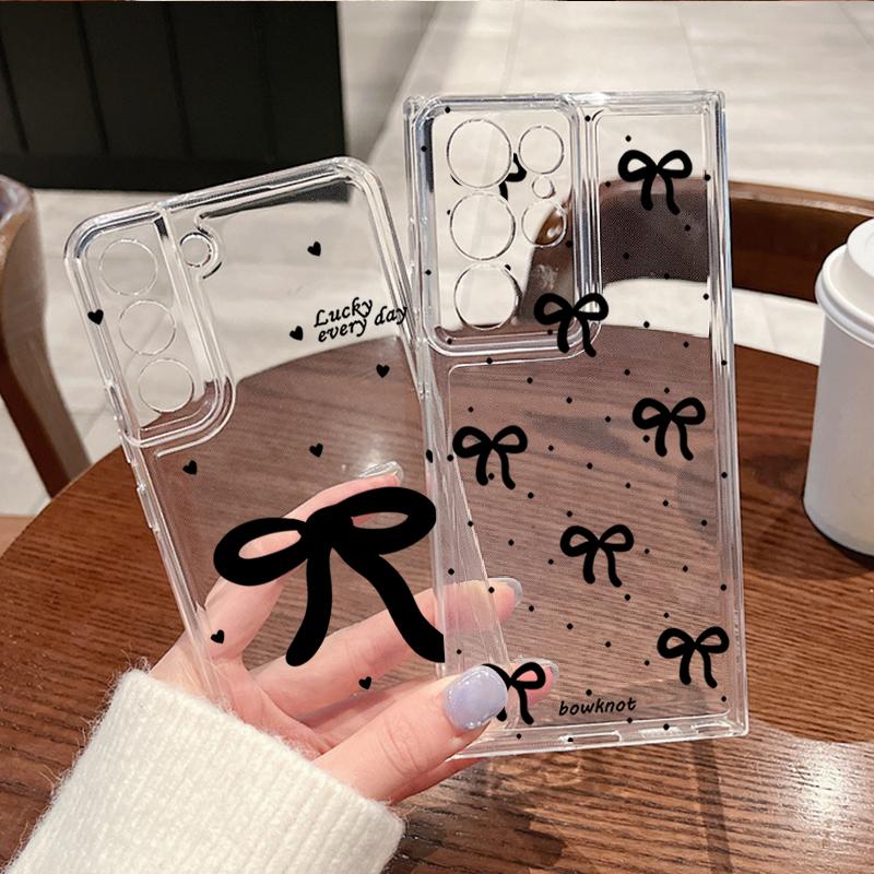 Bowknots Case For Samsung Galaxy S26 Ultra S25 FE S24 S23 S22 A54 A15 A35 A55 A16 A36 A56 A17 A37 A57 5G Clear Soft Cover
