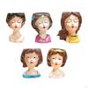 Cute Female Women Girl Head Statue Plant Container Bust Flower Pot Home Cactus Planter indoor e