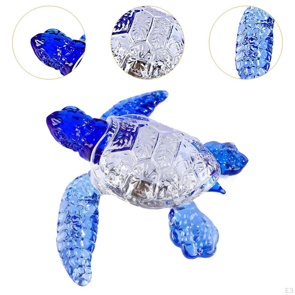 Glass Marine Turtle Figure Animal Sculpture Multifunctional 12x8.8x3 Cm Shelf Decoration for