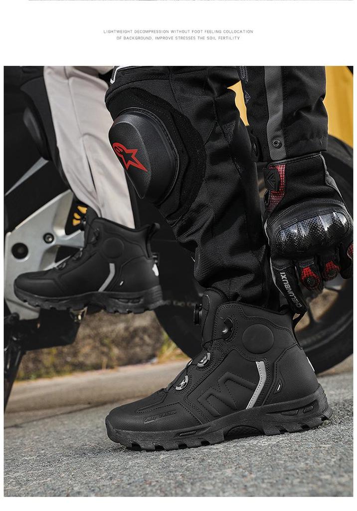 New Arrival Plus Size Mid-Top Motorcycle Racing Shoes: Waterproof, Anti-Fall, Wear-Resistant, Four Seasons Cycling Shoes