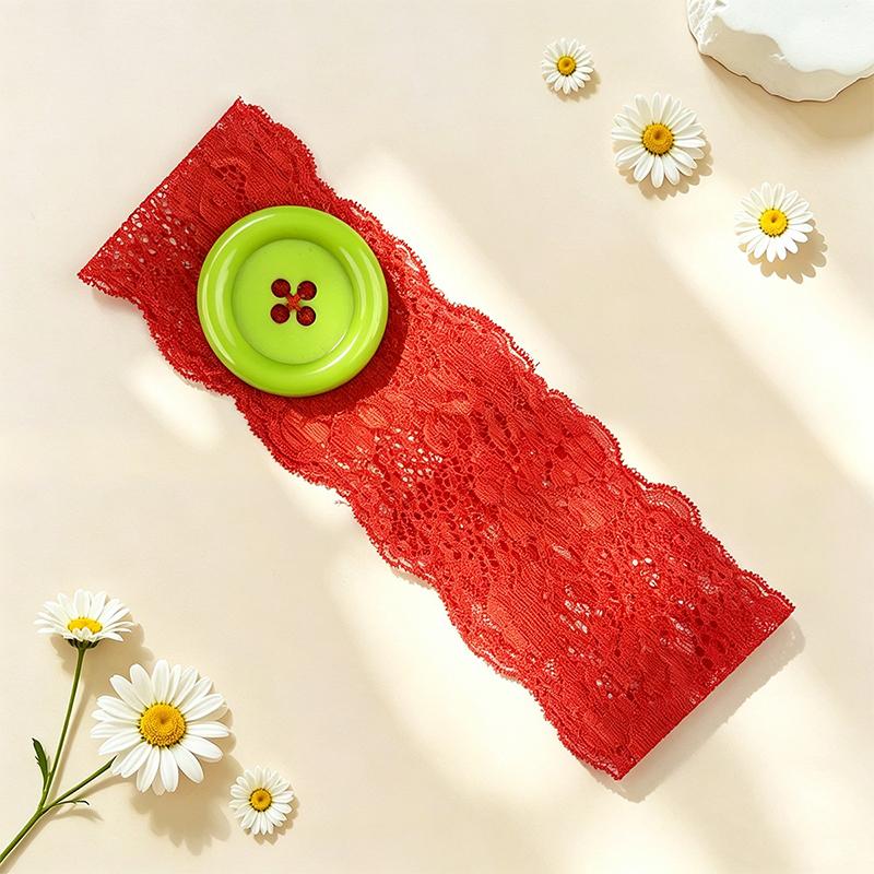 Vintage Women'S Colorful Oversized Button Lace Headband Spicy Girl Y2K Japanese Trendy Headband Sweet Cool Sports Yoga Headband