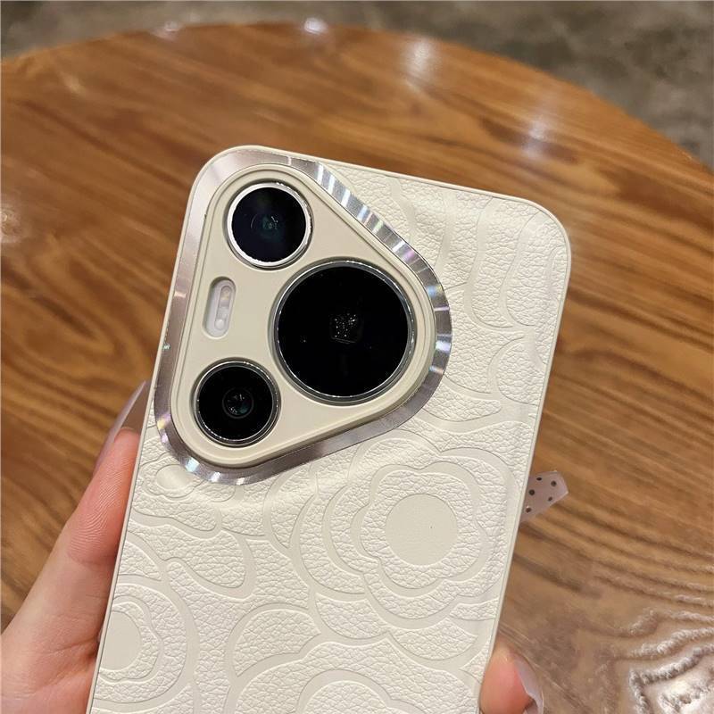 Applicable To Huawei Pura70pro Mobile Phone Case, Camellia Leather Pattern Magic7Pro Protective Case Mate60 Advanced Sense