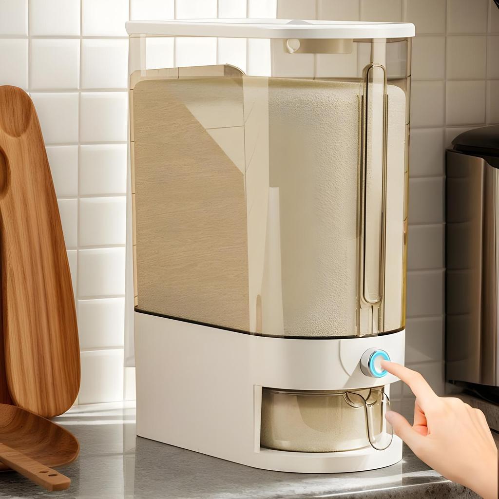 Rice Storage Container 10kg Rice Bin Leakproof Transparent Food Bin Moisture Proof Bucket Box Organizer Keeper for Kitchen