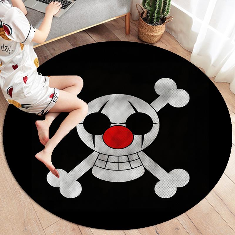 One Piece Logo Round Area Rug Carpet Rug For Living Room Bedroom Sofa Playroom Decor Nonslip Floor Mat