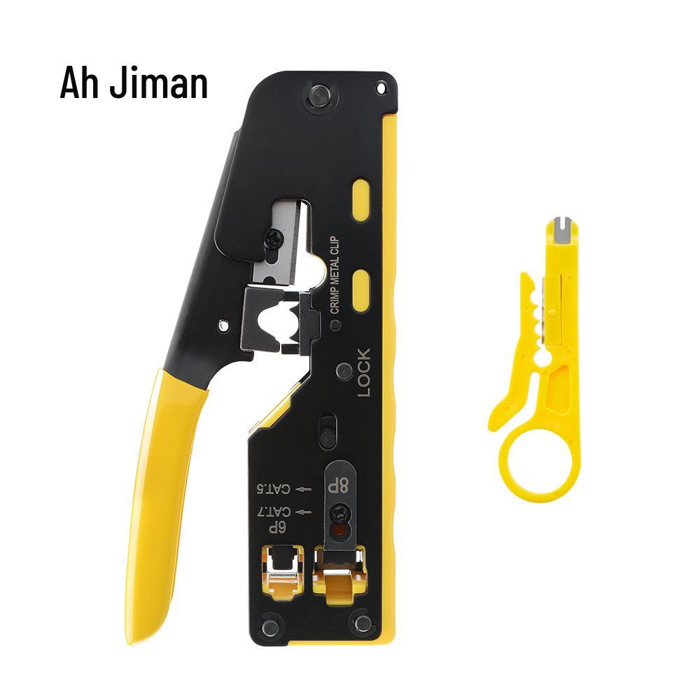 Jiman Multifunctional Cat 7 Through-Hole Network Cable and Crystal Head Crimper with Tail Clip