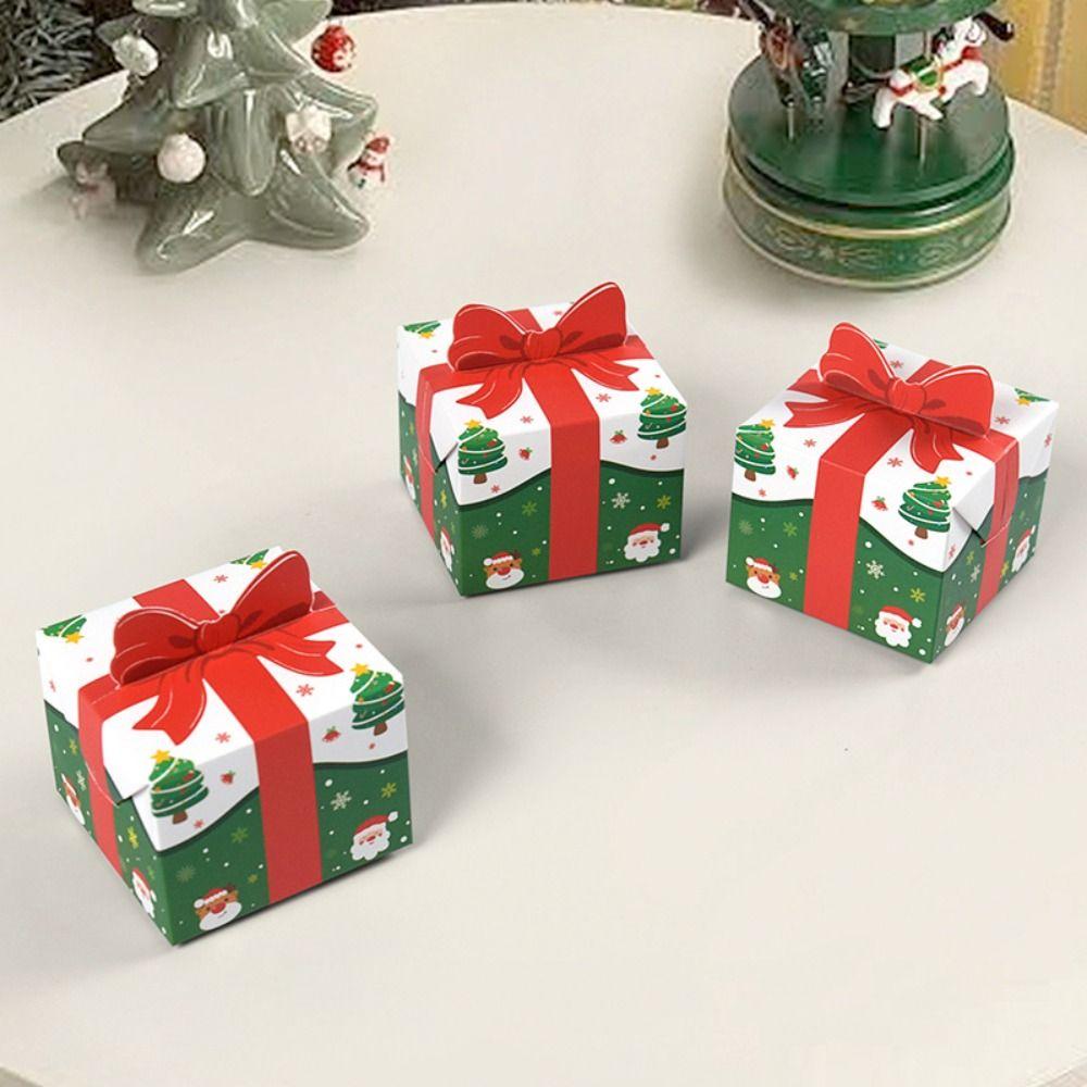 10Pcs 3D Bowknot Mini Christmas Packaging Box Funny Xmas Supplies  Gift Packaging