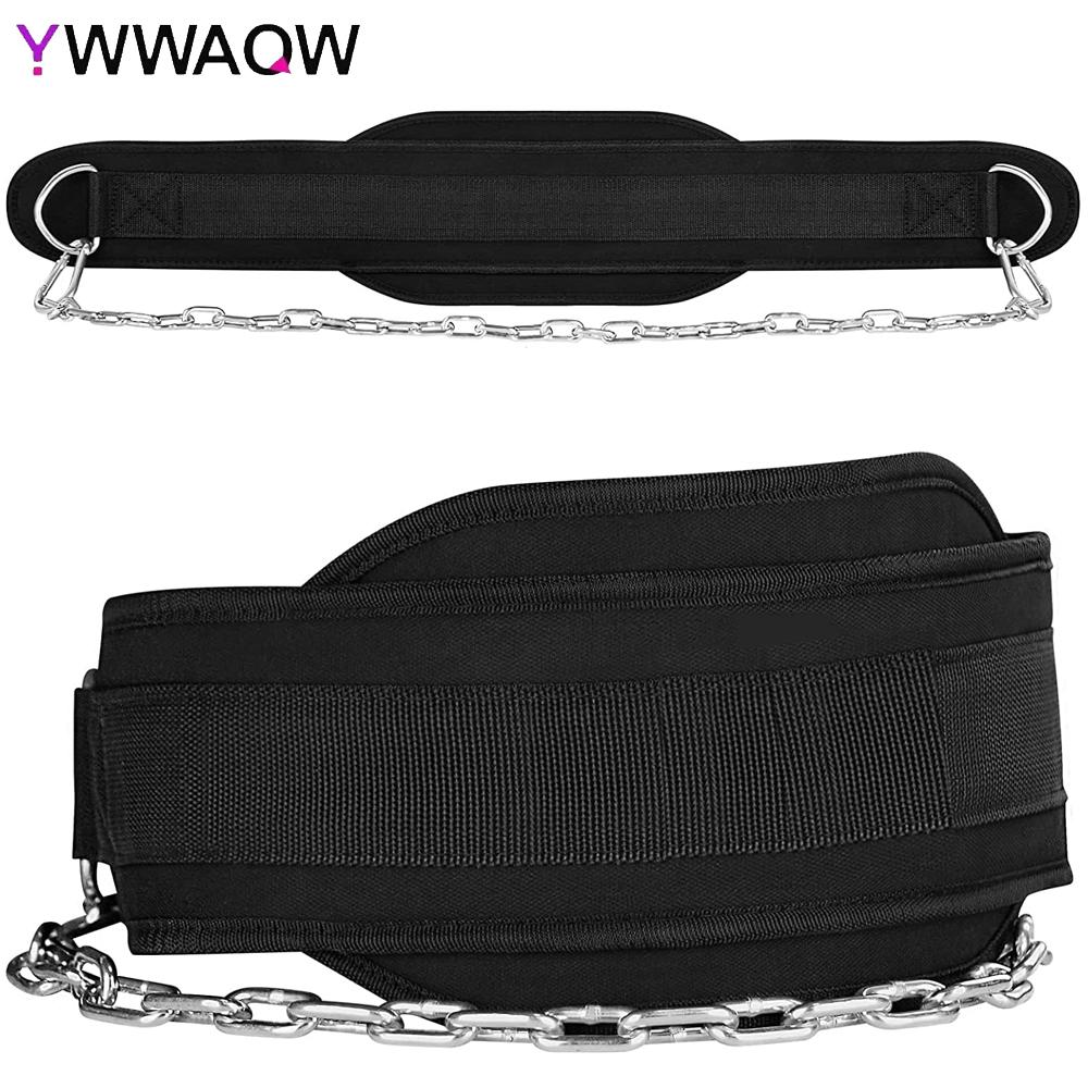 Dip Belt For Weightlifting Gym Workout Pull Ups Belt With Chain Neoprene Waist Crossfit Training Belt For Weight Lifting