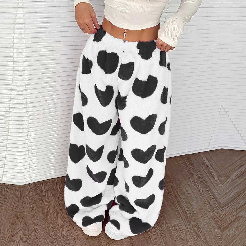 Women's Casual And Fashionable Printed Elastic Waist Loose Wide Leg Pants