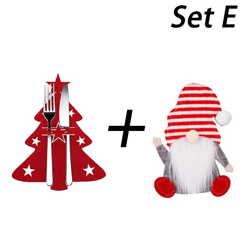 Christmas Cutlery Holder Knife and Fork Pocket Bag Cutlery Cover Star Tree Elk New Year Christmas Party Dinner Table Decoration