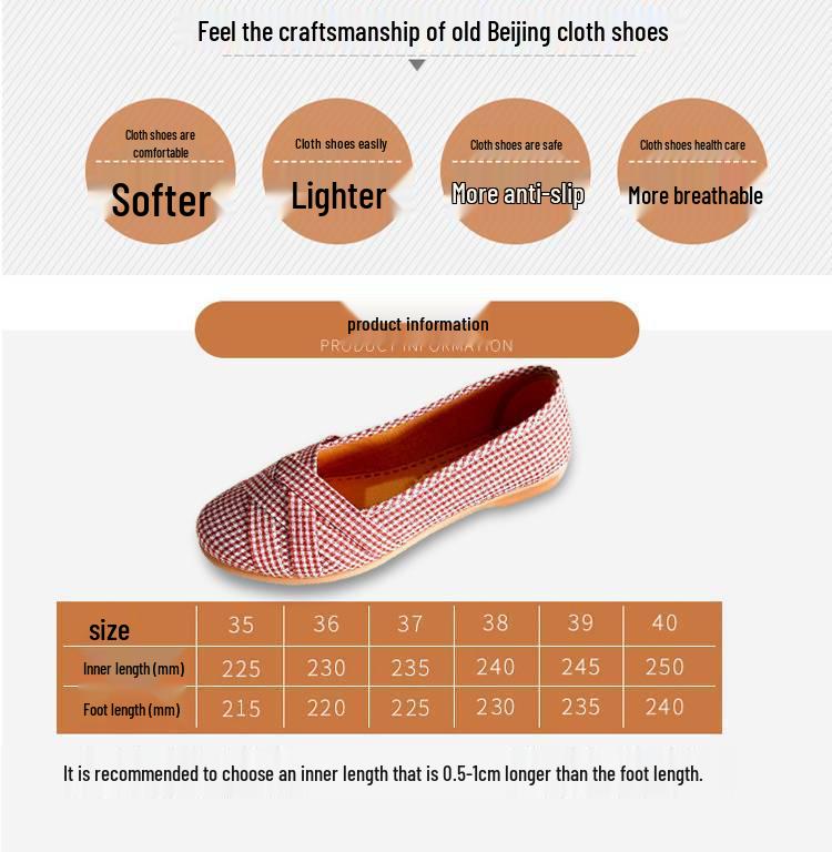 Women's Non-Slip Plaid Soft Sole Loafers – Ideal for Middle-Aged and Elderly