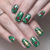 ABS Press On Nail 24PCS Christmas Snowflake Green Bell Design Reusable Artificial Nail For Festive Occasions