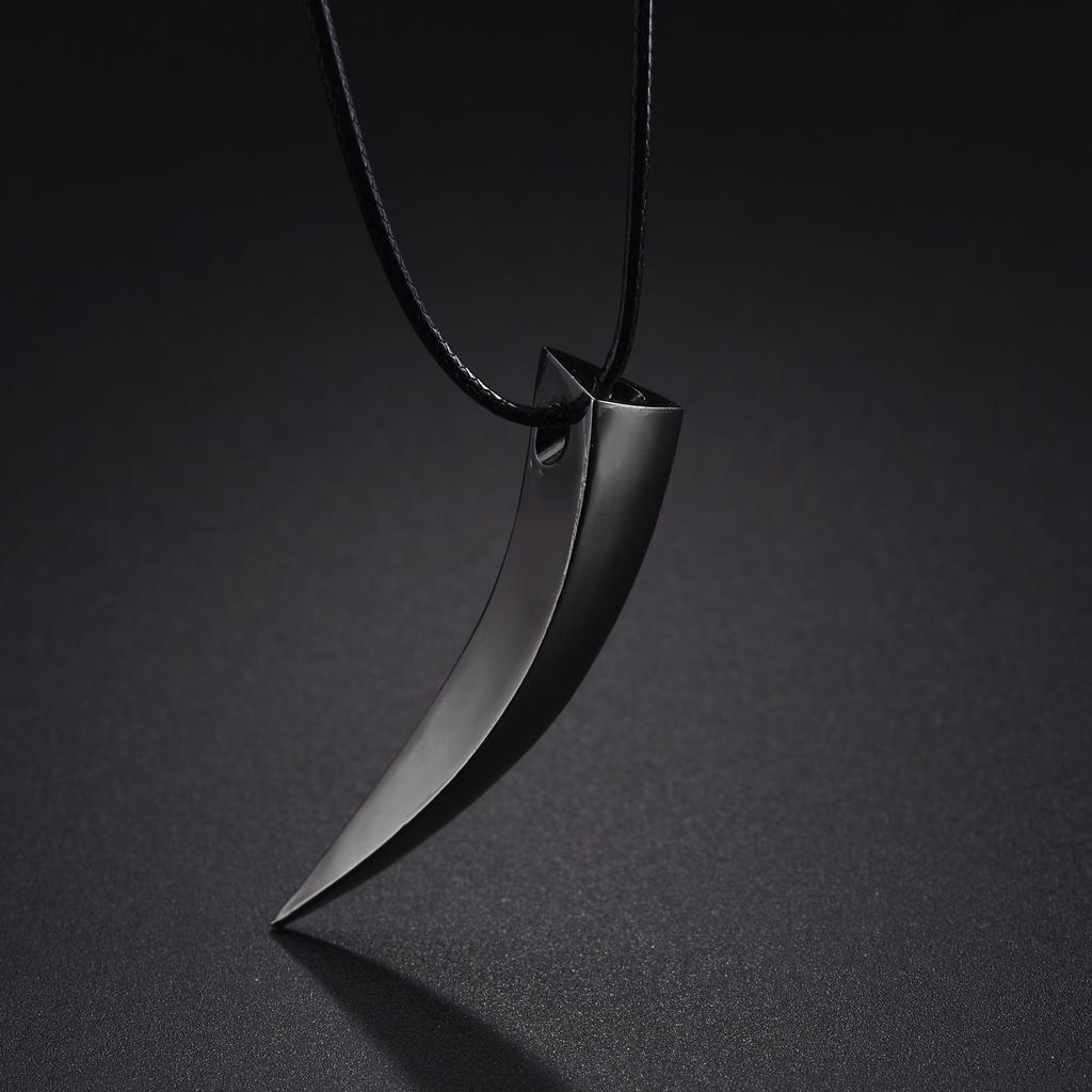 Punk Hip Hop Stainless Steel Crescent Tooth Spike Pendant Necklace Men Women Fashion Wolf Tooth Chain Necklace Jewelry