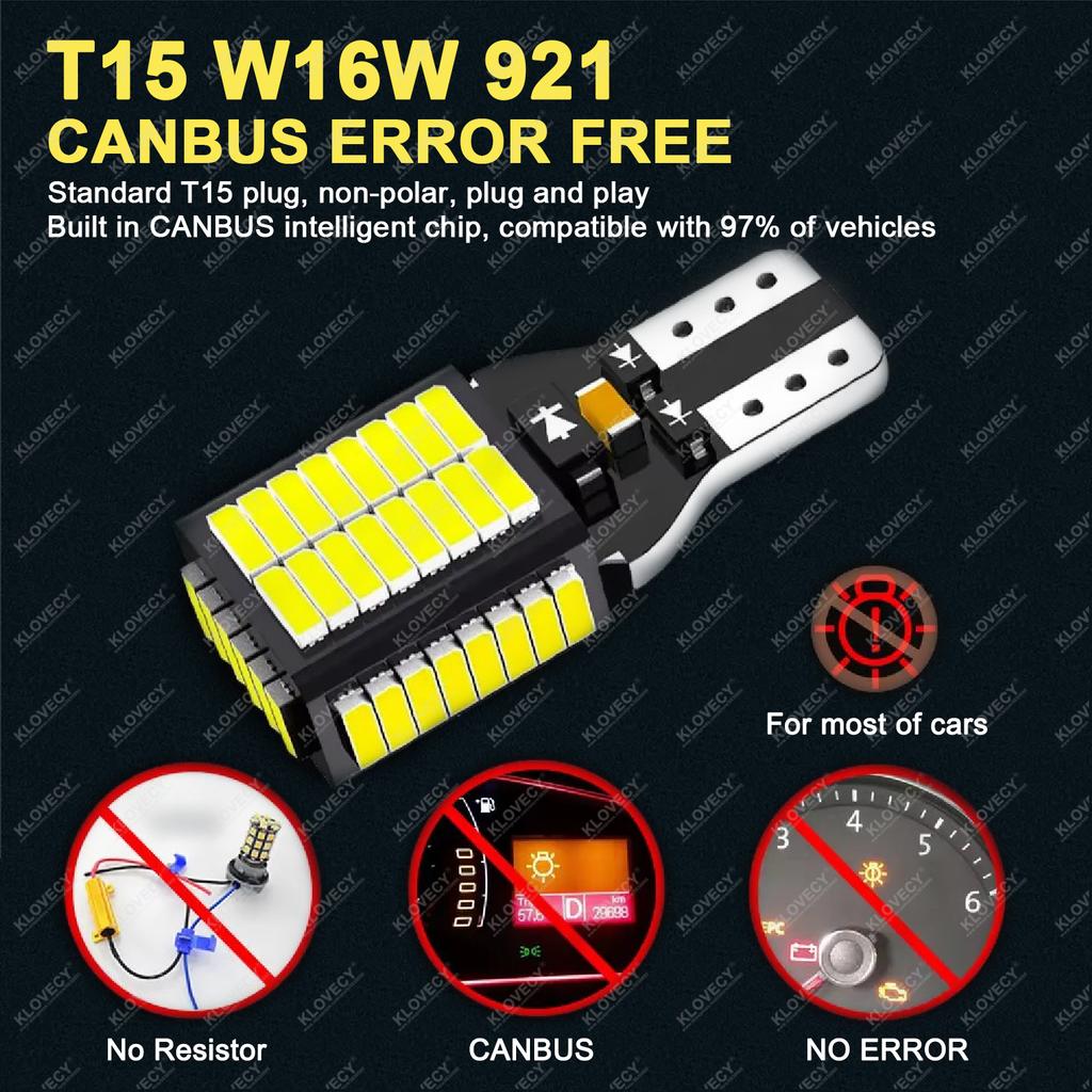 2/4 PCS LM Super Bright T15 LED Bulbs CANBUS For Car Tail Backup Reverse Lights 7W 12V 24V 4014-54SMD 6500k White Error Free