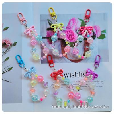 Colorful Bow Alloy Keychain with Creative Seed Bead Chain