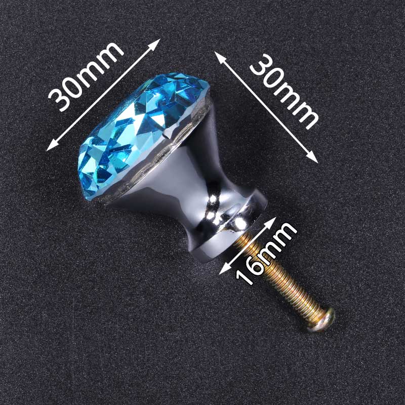 KAK 30mm Diamond Shape Design Colorful Crystal Glass Knobs Cupboard Drawer Pull Door Kitchen Cabinet Wardrobe Handles Hardware