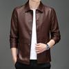 Men's Casual PU Leather Jacket Male Solid Color Fashion Streetwear Motorcycle New Business Collar Blazers Long Sleeve Coats
