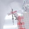 DIY Crystal Heart Phone Strap with Cute Bowknot Wing Heart Phone Strap Keychain