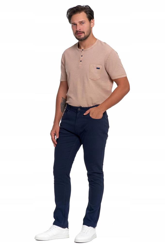 Men's Cotton Pants Classic Chino with Pockets Elegant MORAJ 34 NAVY