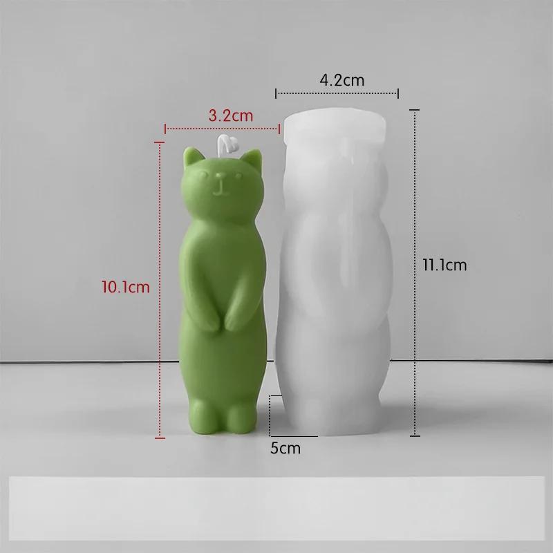

1 Pcs Solid Color Standing Cat Candle Mold DIY Creative Handmade Cat Shaped Drip Glue Aromatherapy Mold Ornament Animal Model светло-серый