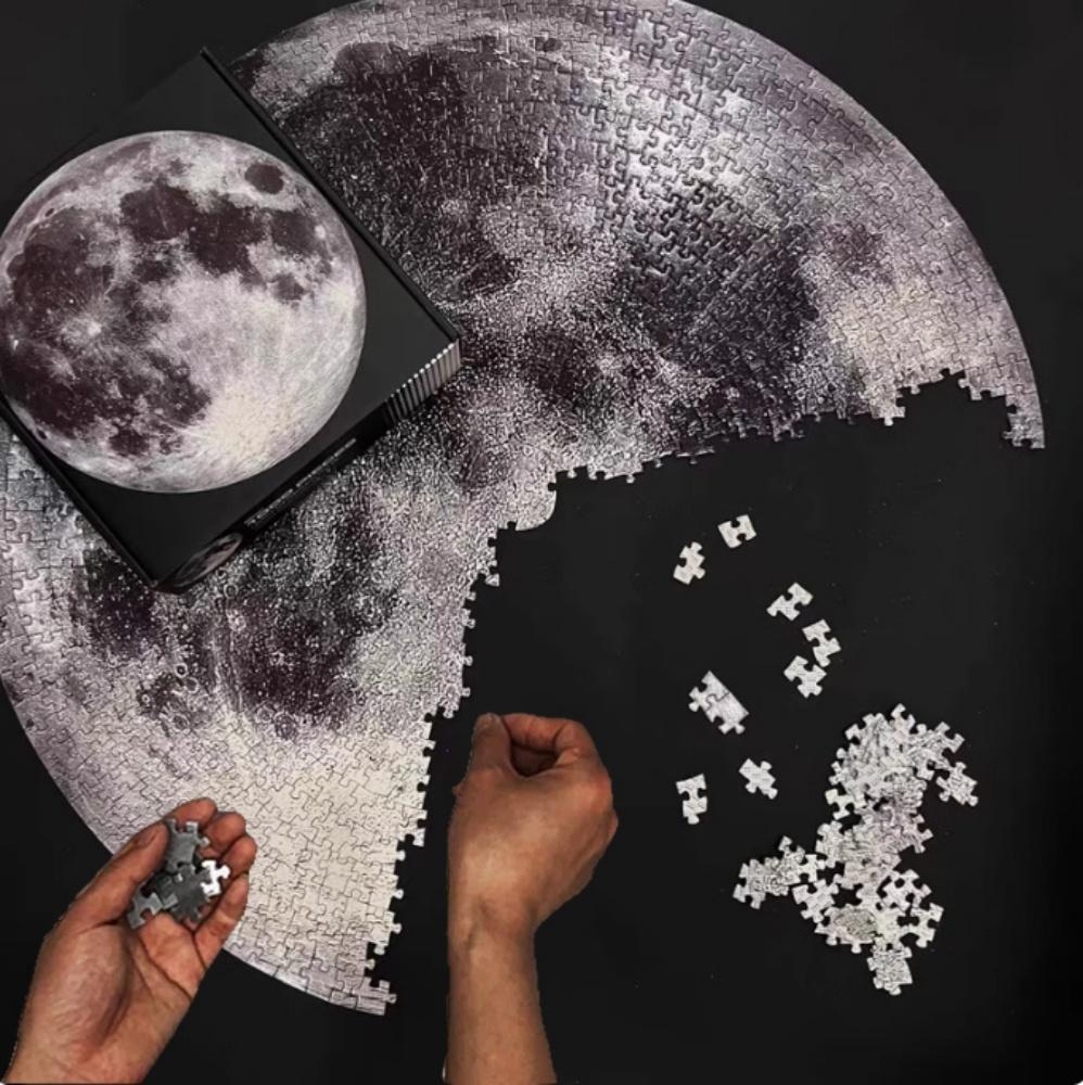 1000Pcs Giant Space Moon Earth Puzzle Matte Surface Dustproof Adult Puzzle Starry Sky Plane Puzzle Wall Decoration Gift