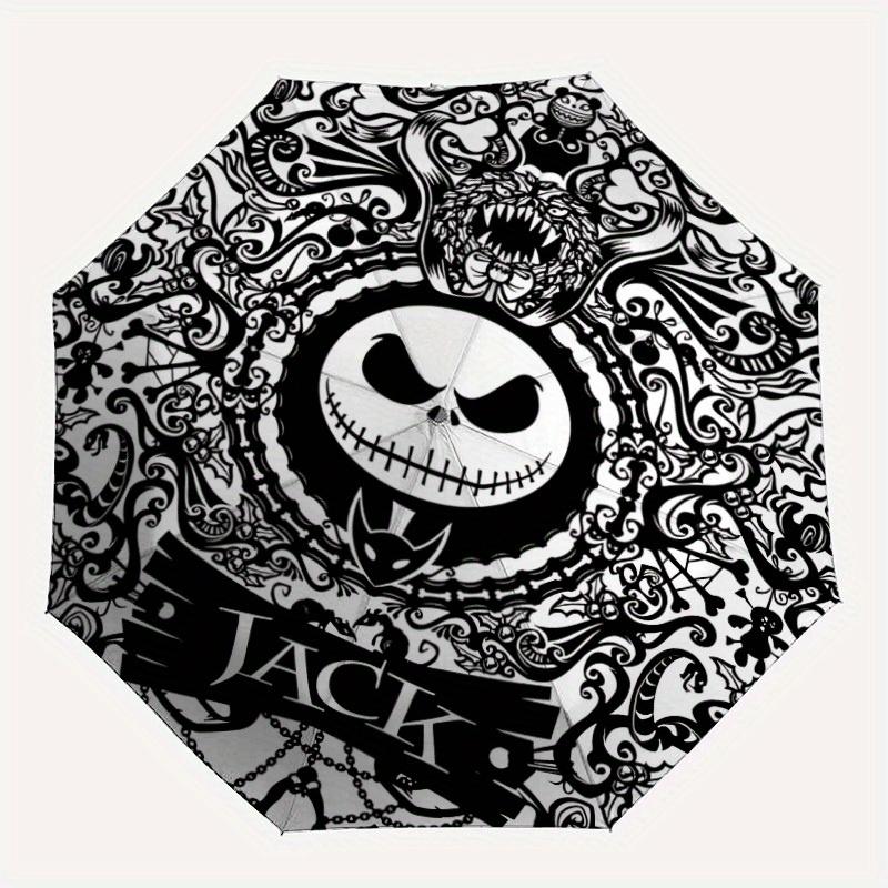 1pc Jack Skellington Halloween Cartoon Automatic Folding Umbrella,Lightweight Design, Fashion Lovers a0819039