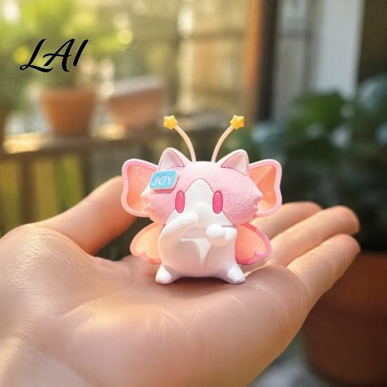 Heart Warming Gift for Holidays Cute 3D Printed Cat Figurine Cartoon Desk Ornament with Playful Mouth Covering Novelty Birthday Design Compact