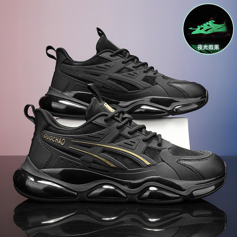 Autumn new youth casual shock absorption running sneakers platform black dad shoes