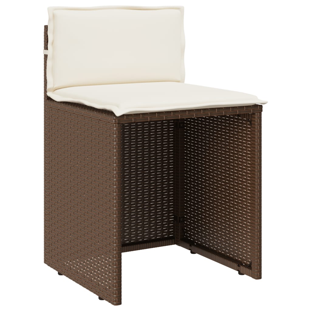 3 Piece Bistro Set with Cushions Brown Poly Rattan