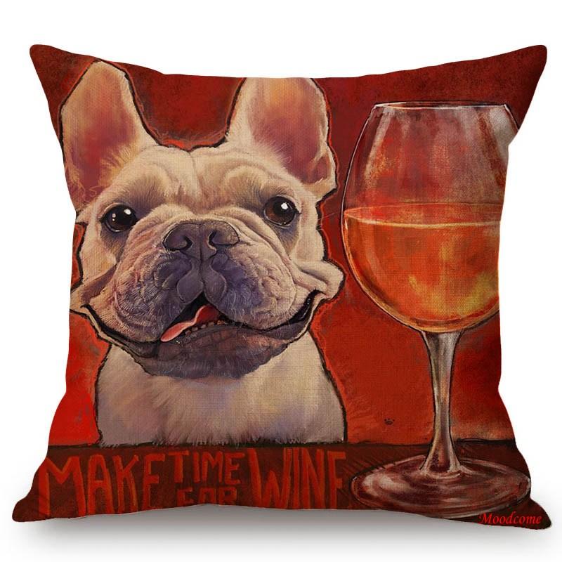 Cute Baby Dog Puppy Cartoon Cosplay Animal Oil Painting Art Home Decoration Sofa Throw Pillow Case Linen Kids Gift Cushion Cover