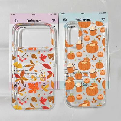 Funda Transparente para Teléfono con Estampado de Hojas de Arce de Otoño para iPhone 17 16 15 14 13 12 11 Pro Max 17 Air X XR 7 8 Plus Funda Suave a Prueba de Golpes