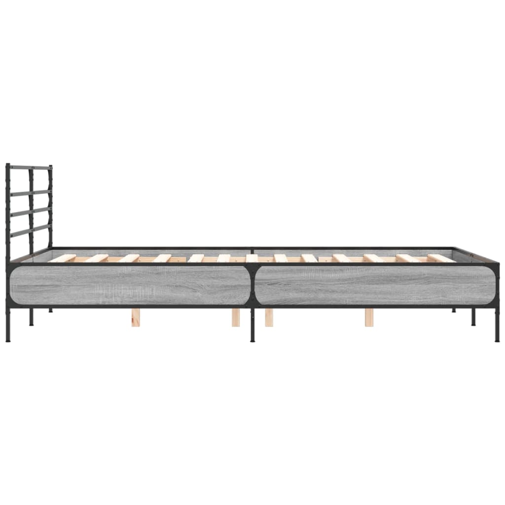 Bed Frame Gray Sonoma 120 x 190 cm Particleboard and Metal