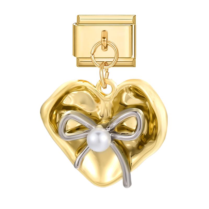 Butterfly Cat Paw Heart Shell Crown Gold Color Pendant Italian Charm Link Fit 9mm Bracelet Stainless Steel Women DIY Making Gift