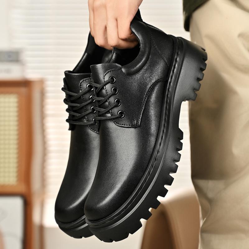 Low-top Thick-soled Business Formal Leather Shoes for Men, New Winter Fleece-lined Men's Shoes, Genuine Leather Wedding Groom Shoes