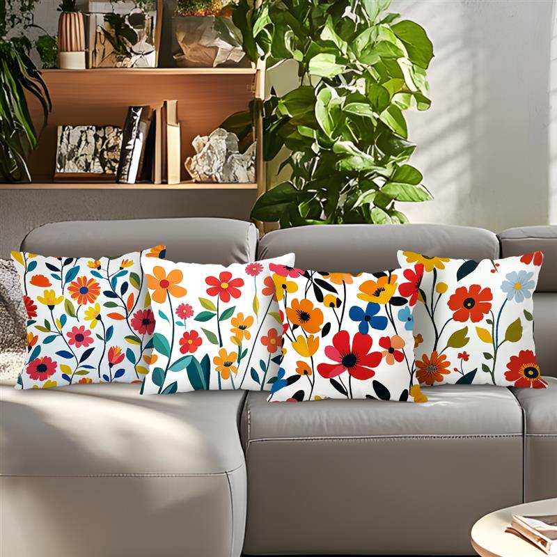 Home Decor Colorful Floral Pattern Decorative Pillow Covers Pattern Cushion Cover Suitable For Sofa Bedroom Car Pillow Cover