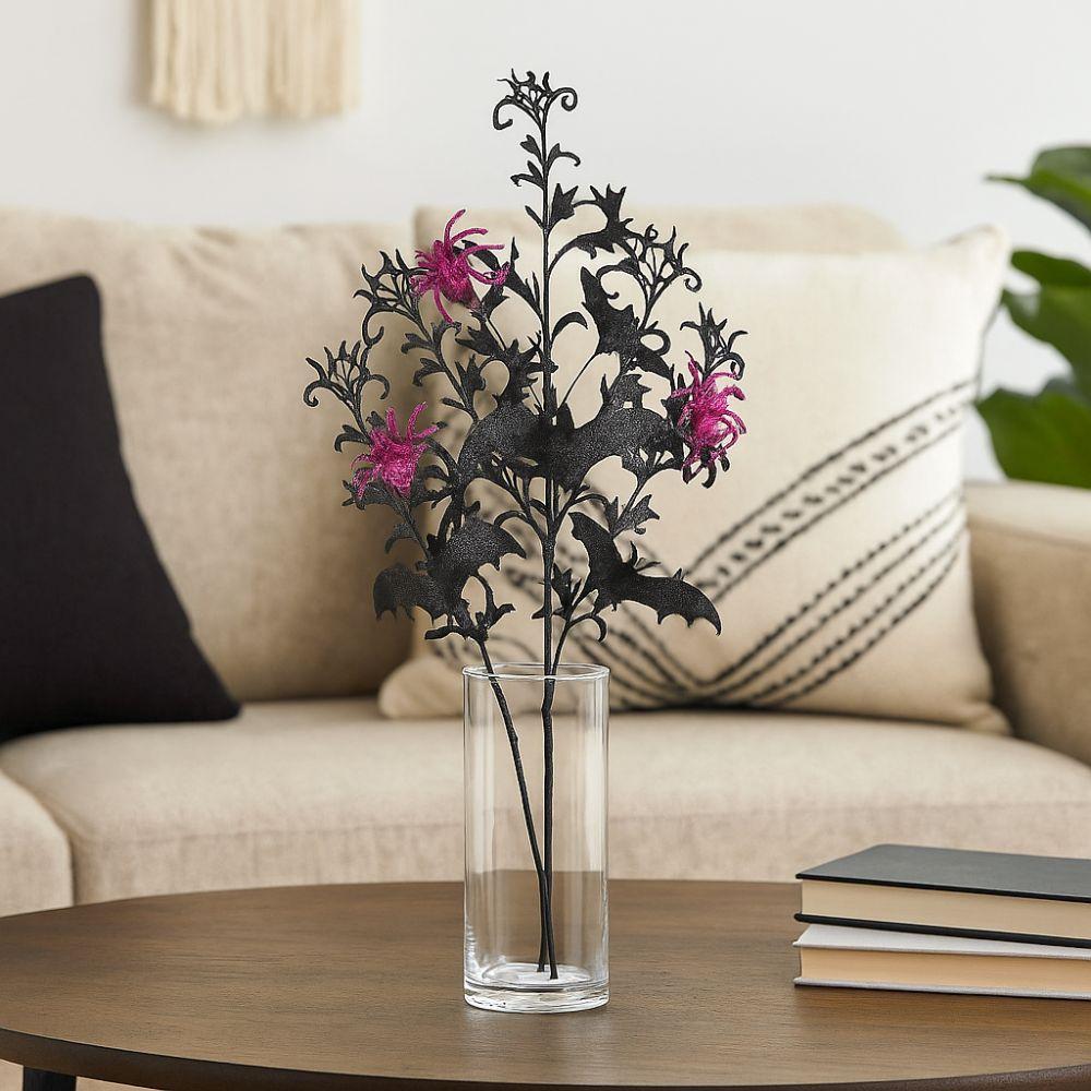 Spooky Black Halloween Bats Spiders Branch Realistic Simulation Bats Flower Happy Halloween Decor