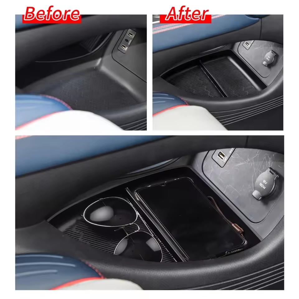 for BYD Atto 3 Center Console Lower Layer Tray Storage Box  TPE Organizer Car Interior Accessories