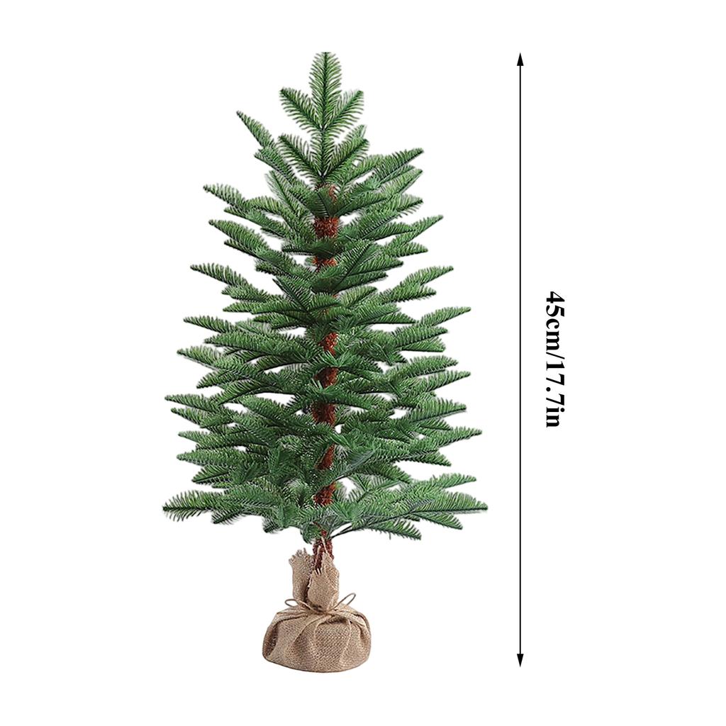 Christmas Tree Small Size Burlap Base Design Festive Holiday Christmas Decoration Tabletop Ornament Accessory