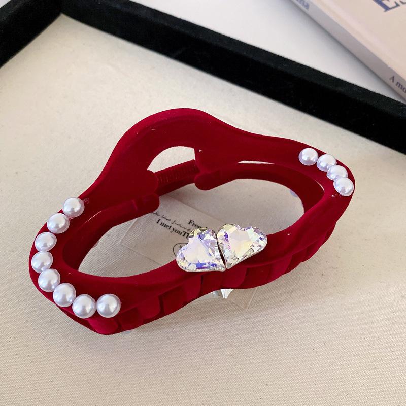 

Красный плюшевый бант-зажим, женственный элегантный темперамент, заколка для волос на затылке, легкий роскошный головной убор