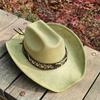 Wide Brim Cowboy Hats for women retro cow belt suede cowboy Hat men Cattleman Style Suede Rancher Hat for Men sombrero hombre