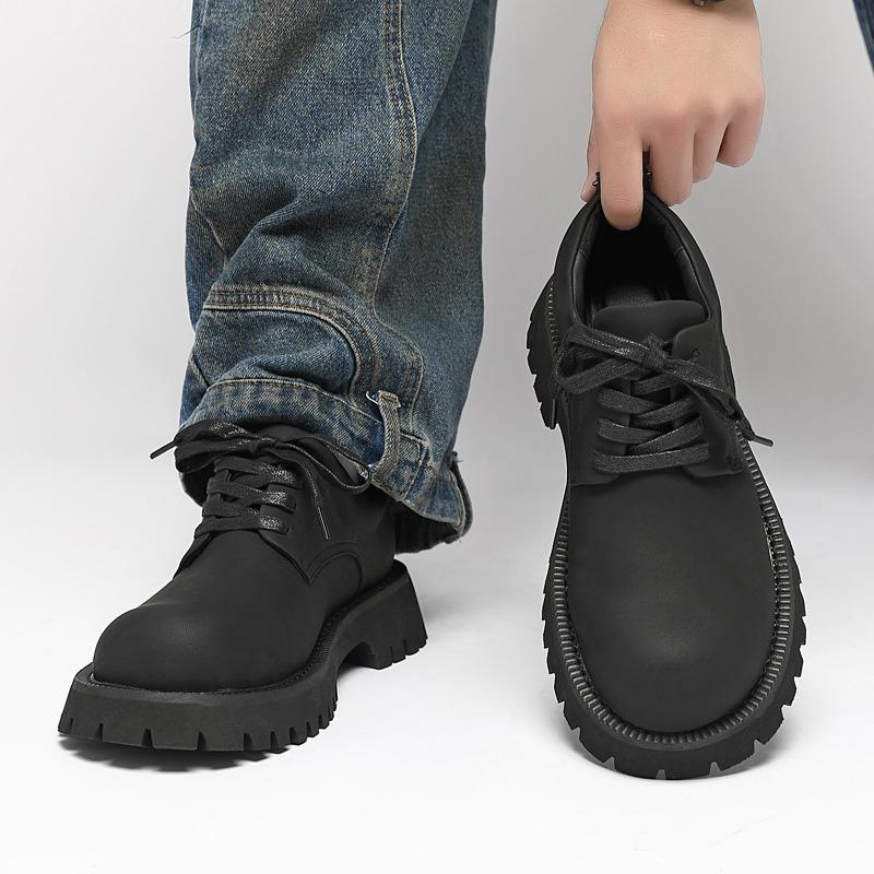 New big head leather shoes men's retro platform tooling big head shoes men's Martin small leather shoes men's trend