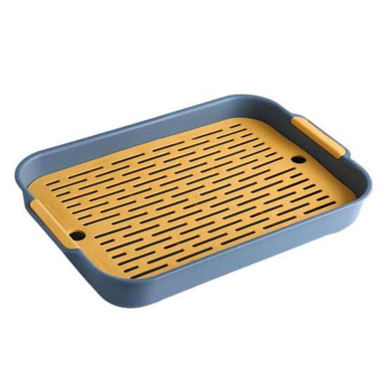 Multi-Purpose Drainage Tray Double-Layer Plastic Drying Rack Rinseable Garbage Tray